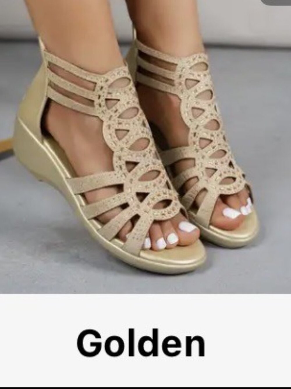 Women's golden Sandals with zip up back. Size 36 Euro 5 1/2 US NWOT